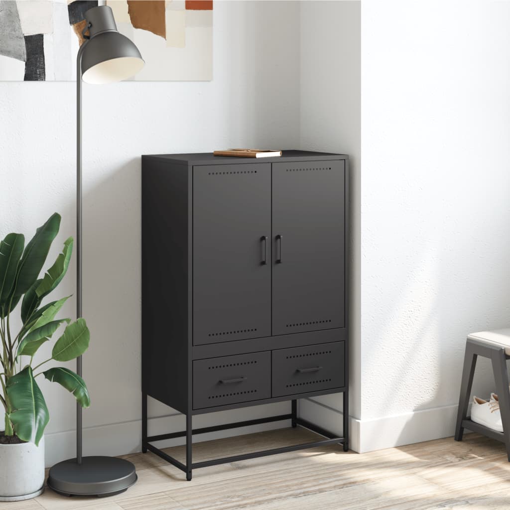 Hoge kast 68x39x111,5 cm staal zwart is nu te koop bij PeponiXL, paradijselijk wonen!