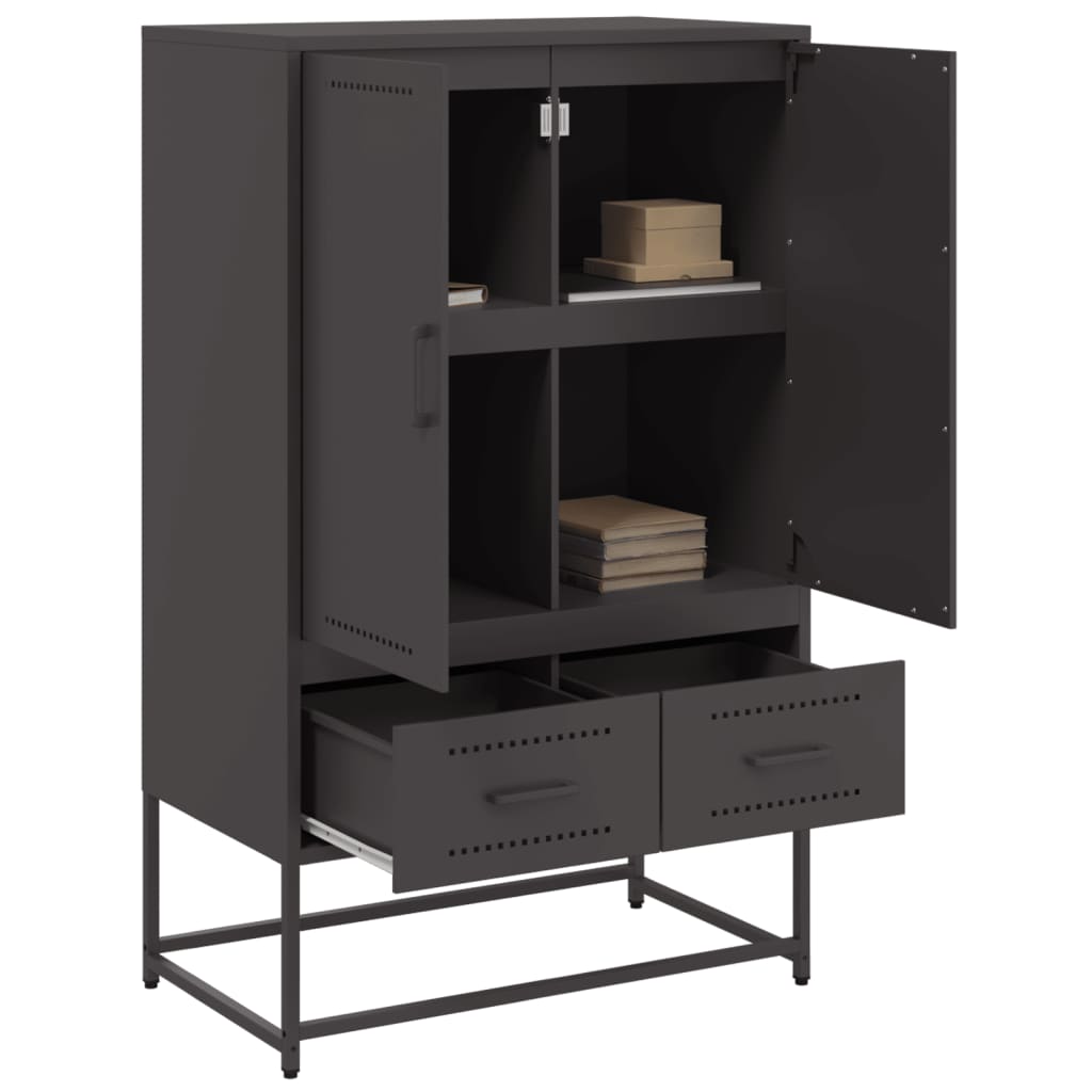 Hoge kast 68x39x111,5 cm staal zwart is nu te koop bij PeponiXL, paradijselijk wonen!