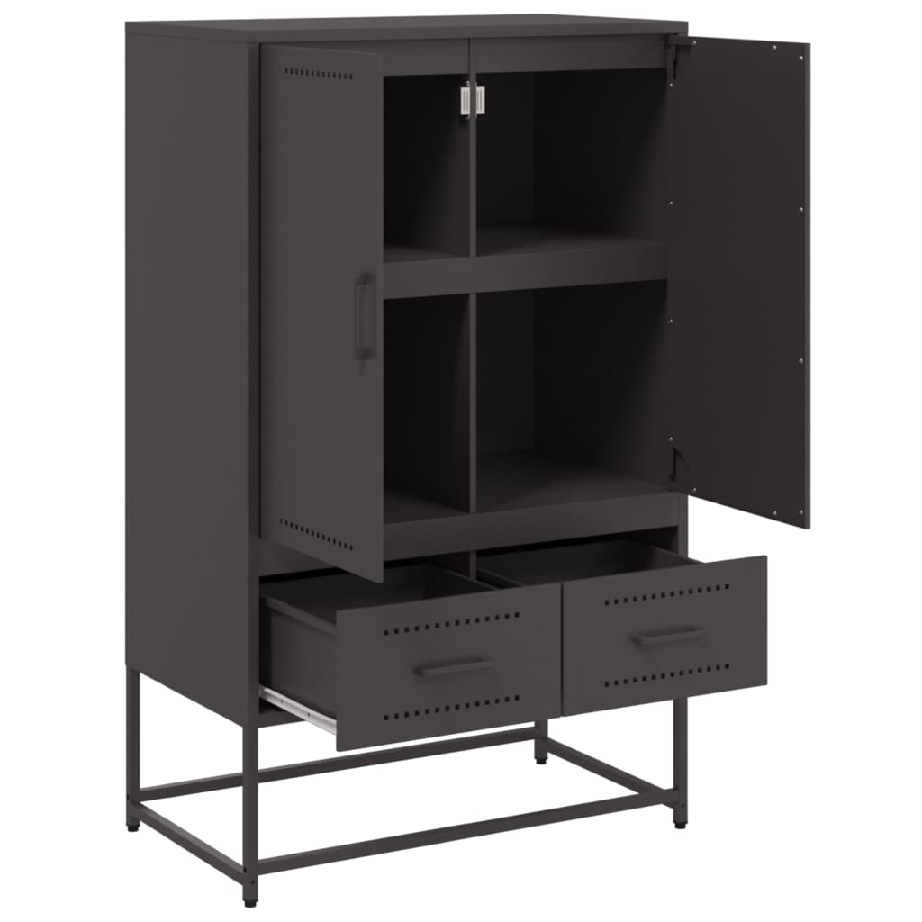 Hoge kast 68x39x111,5 cm staal zwart is nu te koop bij PeponiXL, paradijselijk wonen!