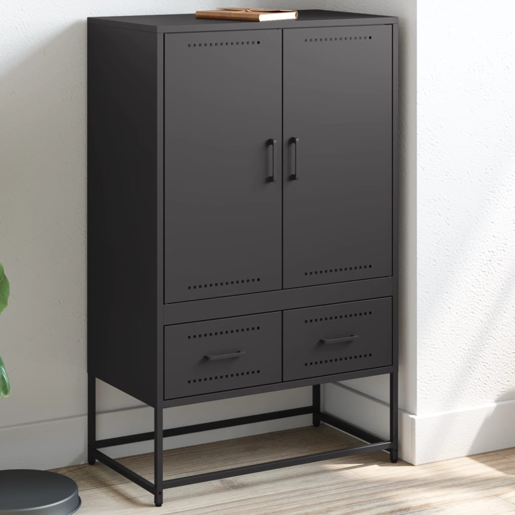 Hoge kast 68x39x111,5 cm staal zwart is nu te koop bij PeponiXL, paradijselijk wonen!
