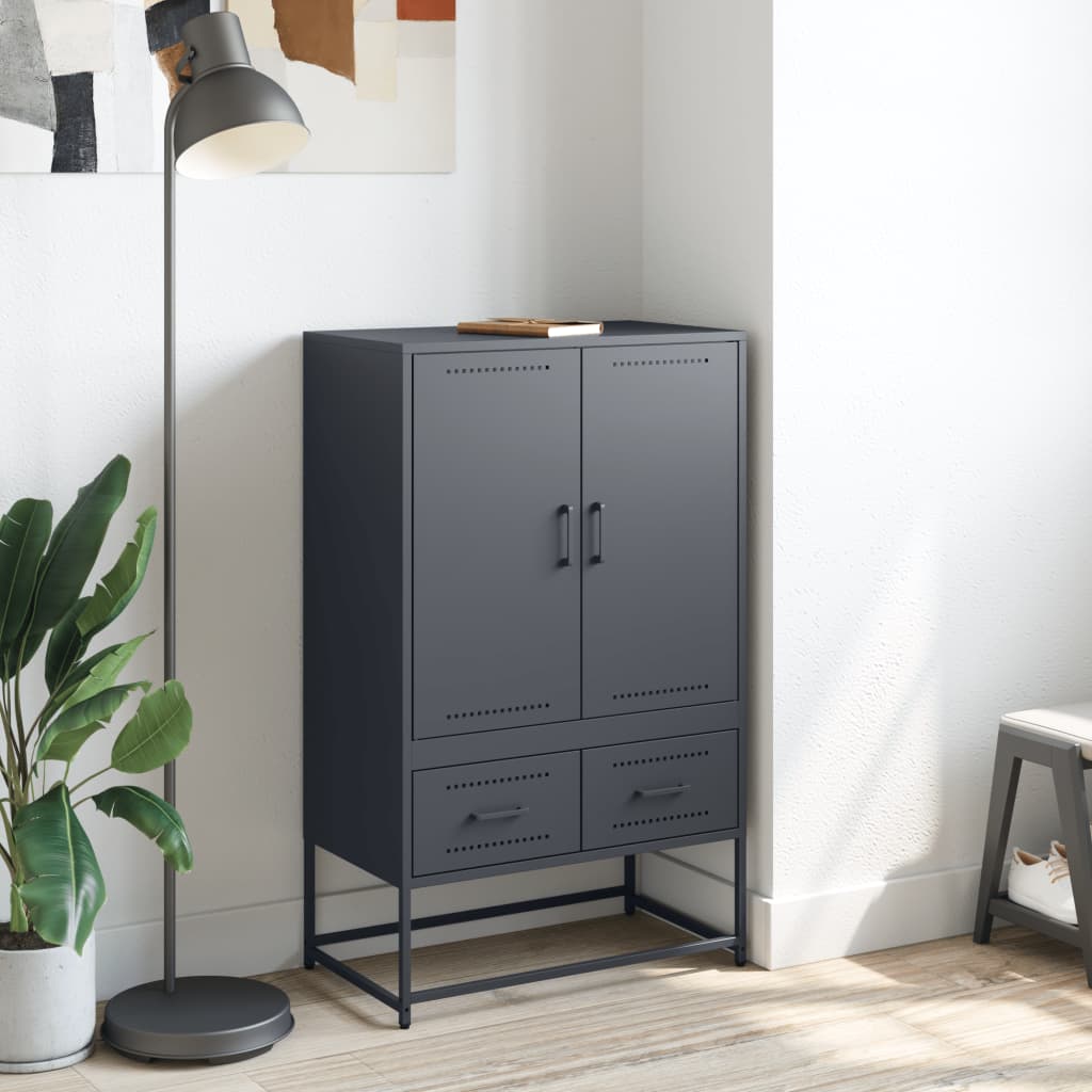 Hoge kast 68x39x111,5 cm staal antracietkleurig is nu te koop bij PeponiXL, paradijselijk wonen!
