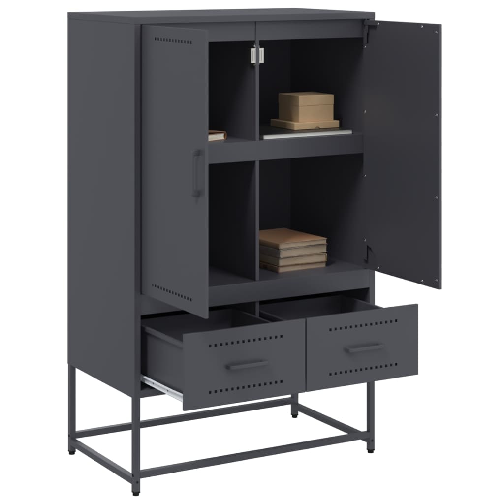 Hoge kast 68x39x111,5 cm staal antracietkleurig is nu te koop bij PeponiXL, paradijselijk wonen!
