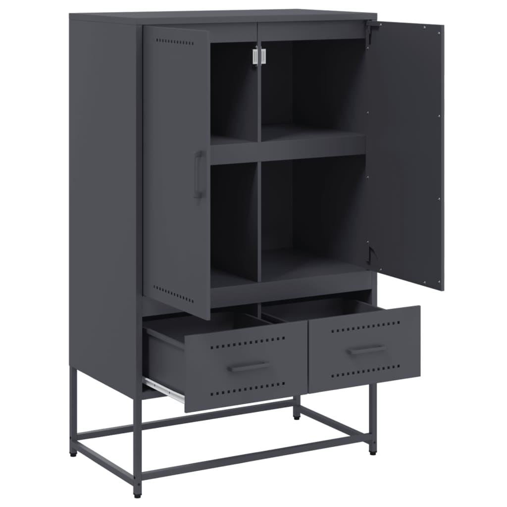 Hoge kast 68x39x111,5 cm staal antracietkleurig is nu te koop bij PeponiXL, paradijselijk wonen!
