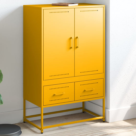 Hoge kast 68x39x111,5 cm staal mosterdgeel is nu te koop bij PeponiXL, paradijselijk wonen!