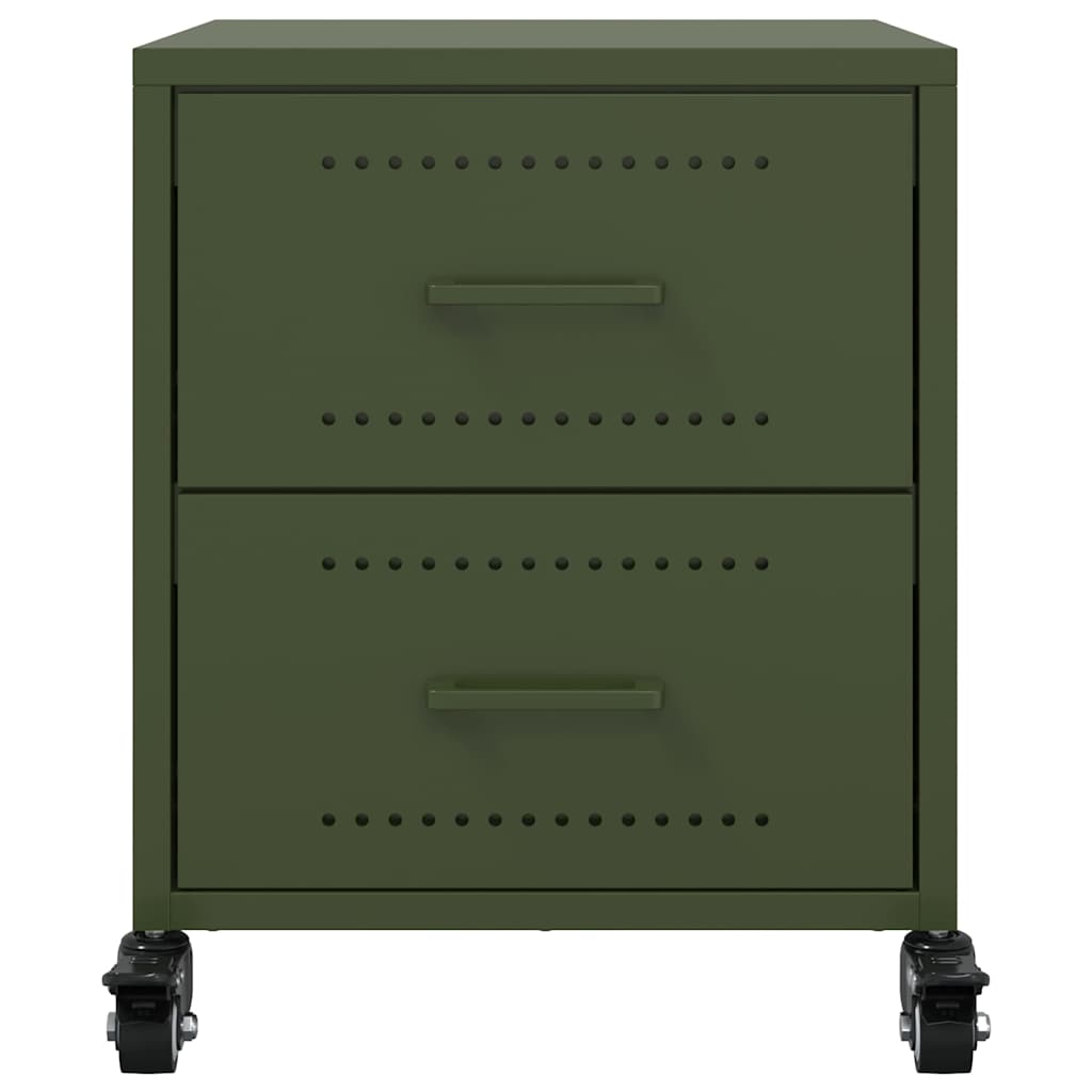 Nachtkastje 36x39x43,5 cm staal olijfgroen is nu te koop bij PeponiXL, paradijselijk wonen!