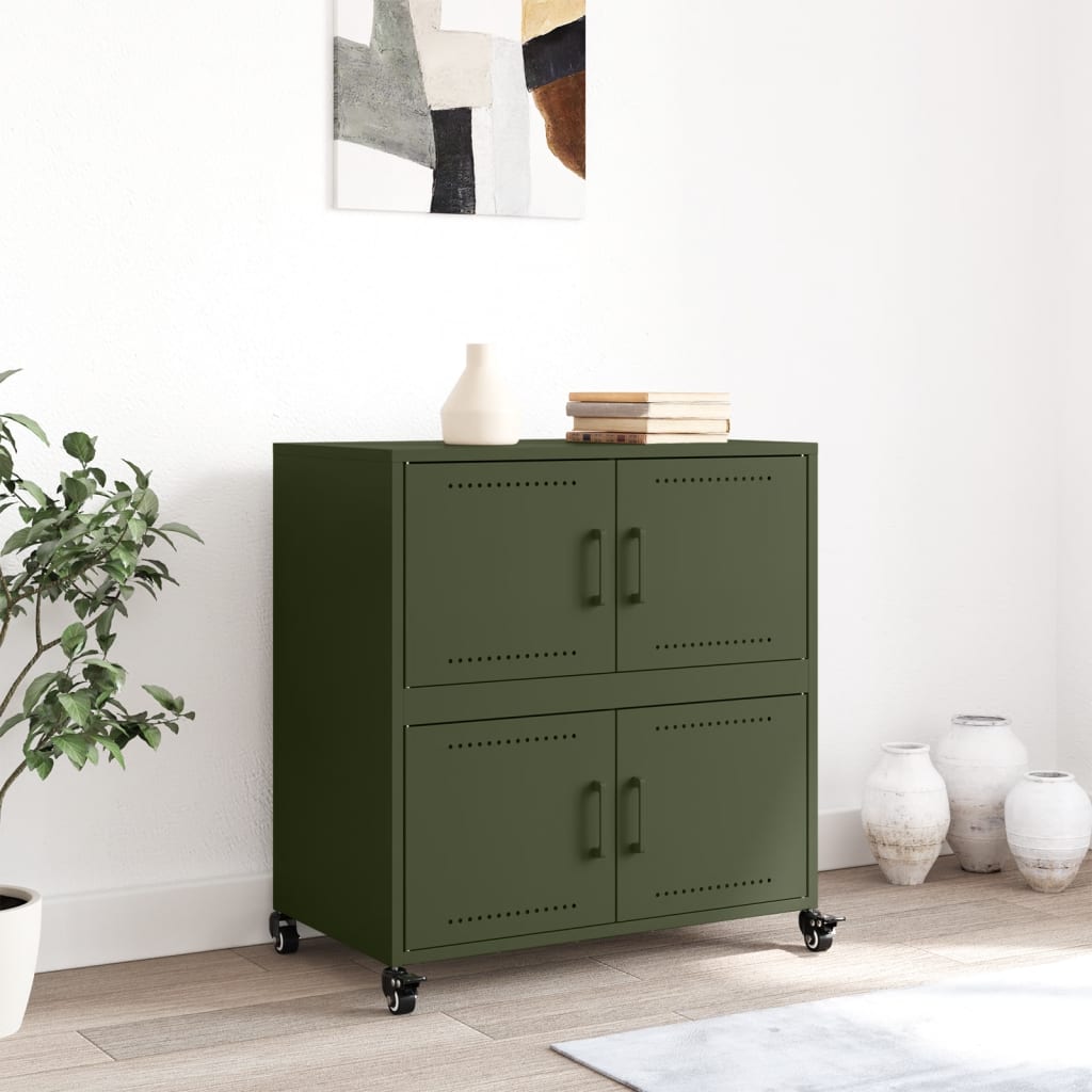 Dressoir 68x39x72 cm staal olijfgroen is nu te koop bij PeponiXL, paradijselijk wonen!