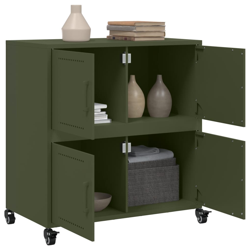 Dressoir 68x39x72 cm staal olijfgroen is nu te koop bij PeponiXL, paradijselijk wonen!