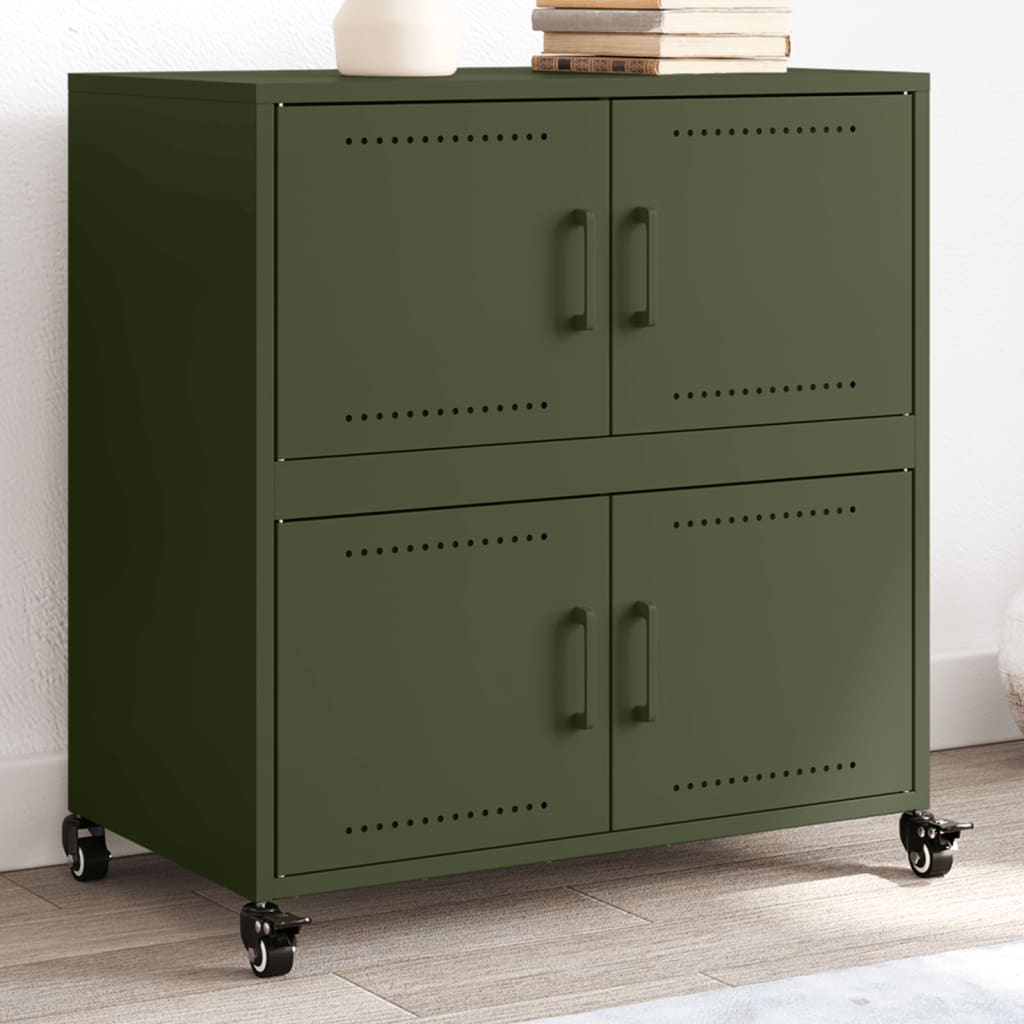 Dressoir 68x39x72 cm staal olijfgroen is nu te koop bij PeponiXL, paradijselijk wonen!
