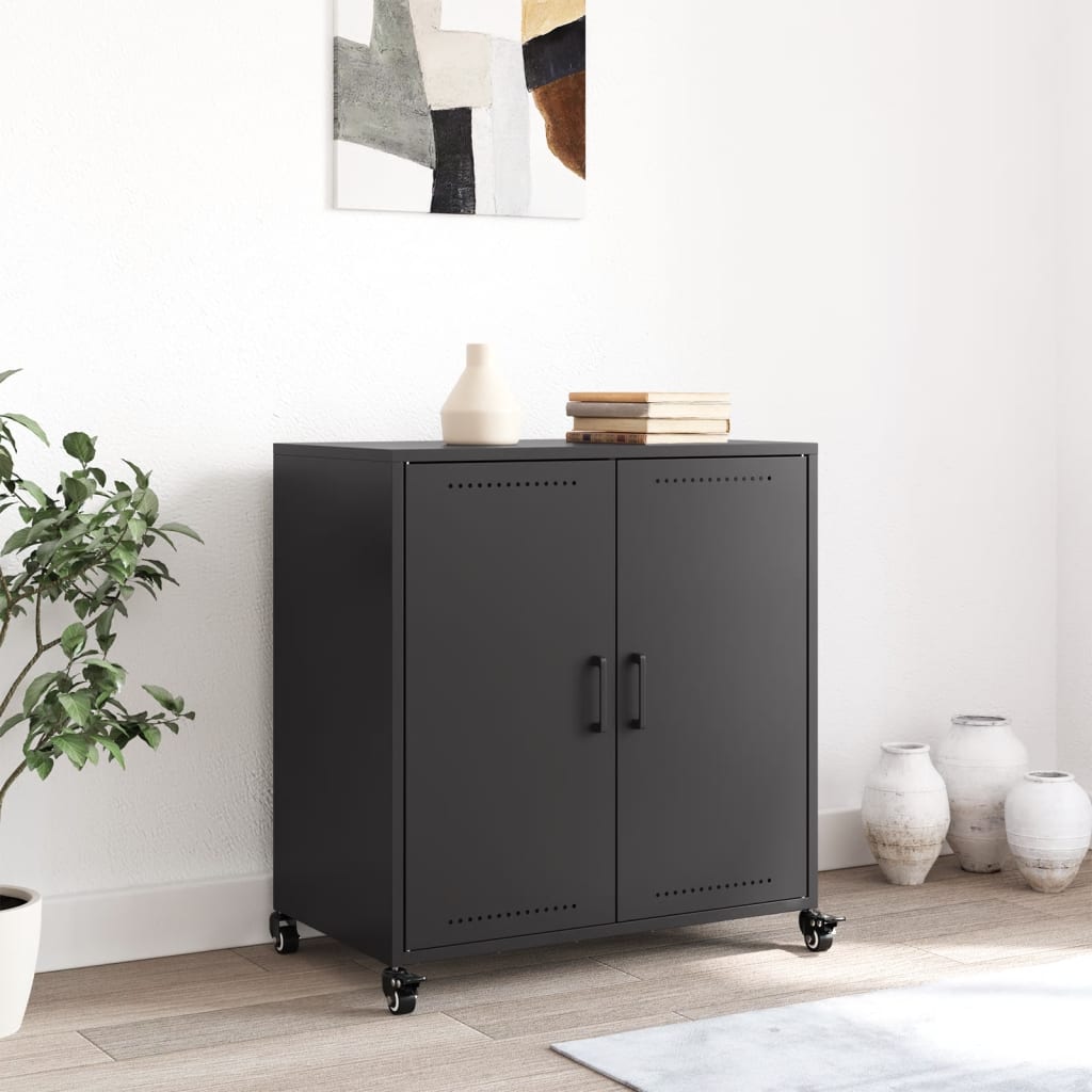 Dressoir 68x39x72 cm staal zwart is nu te koop bij PeponiXL, paradijselijk wonen!