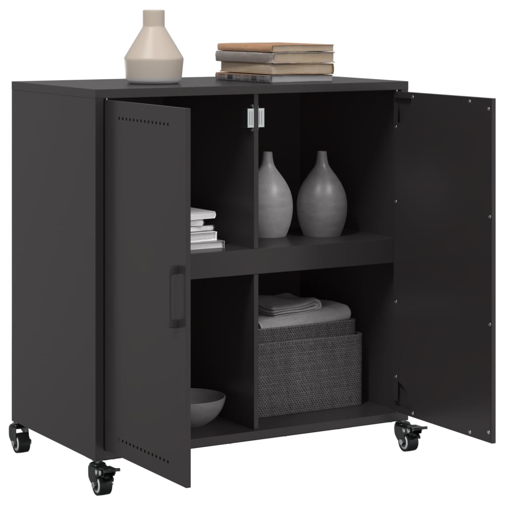 Dressoir 68x39x72 cm staal zwart is nu te koop bij PeponiXL, paradijselijk wonen!