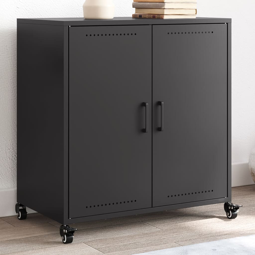 Dressoir 68x39x72 cm staal zwart is nu te koop bij PeponiXL, paradijselijk wonen!