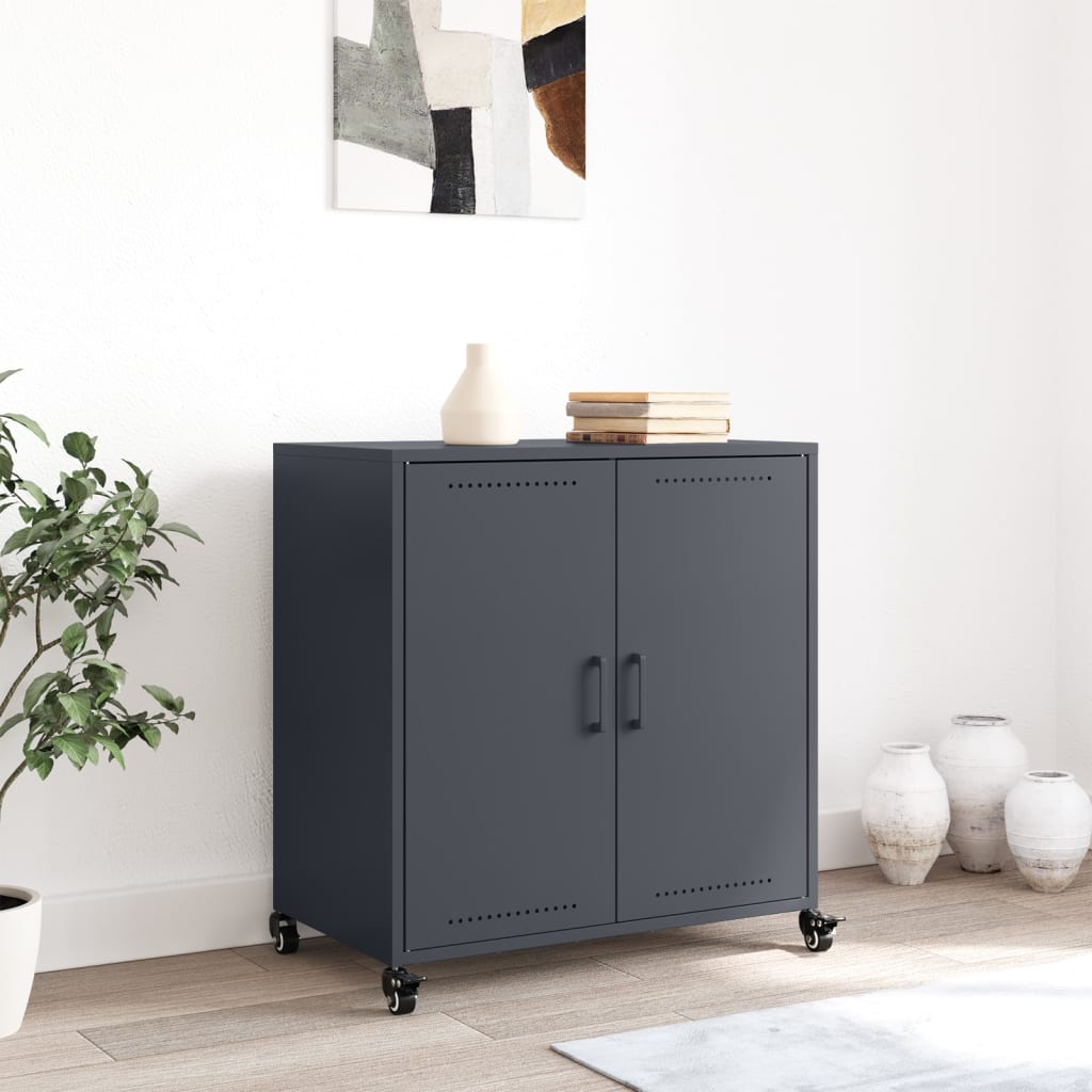 Dressoir 68x39x72 cm staal antracietkleurig is nu te koop bij PeponiXL, paradijselijk wonen!
