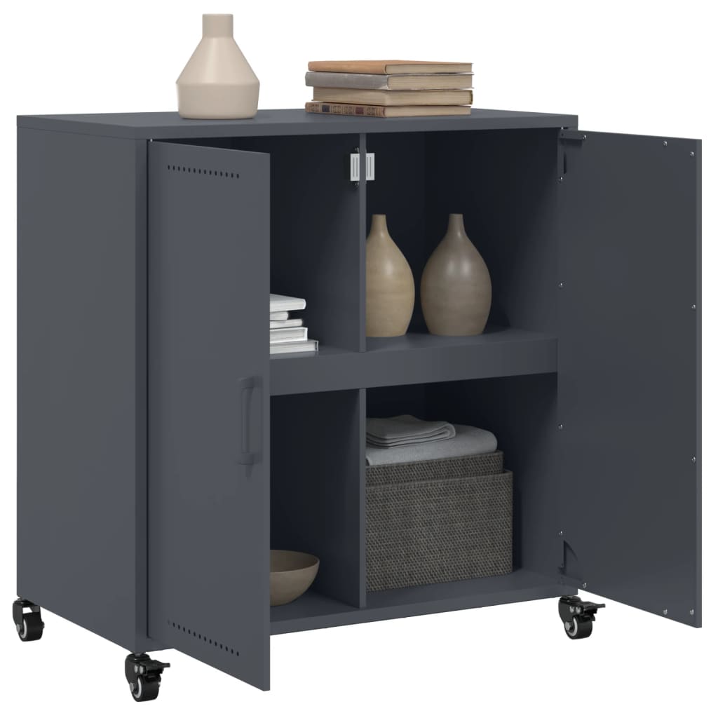 Dressoir 68x39x72 cm staal antracietkleurig is nu te koop bij PeponiXL, paradijselijk wonen!