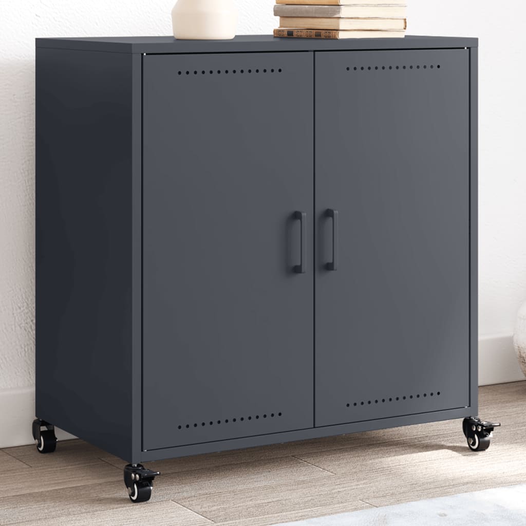 Dressoir 68x39x72 cm staal antracietkleurig is nu te koop bij PeponiXL, paradijselijk wonen!