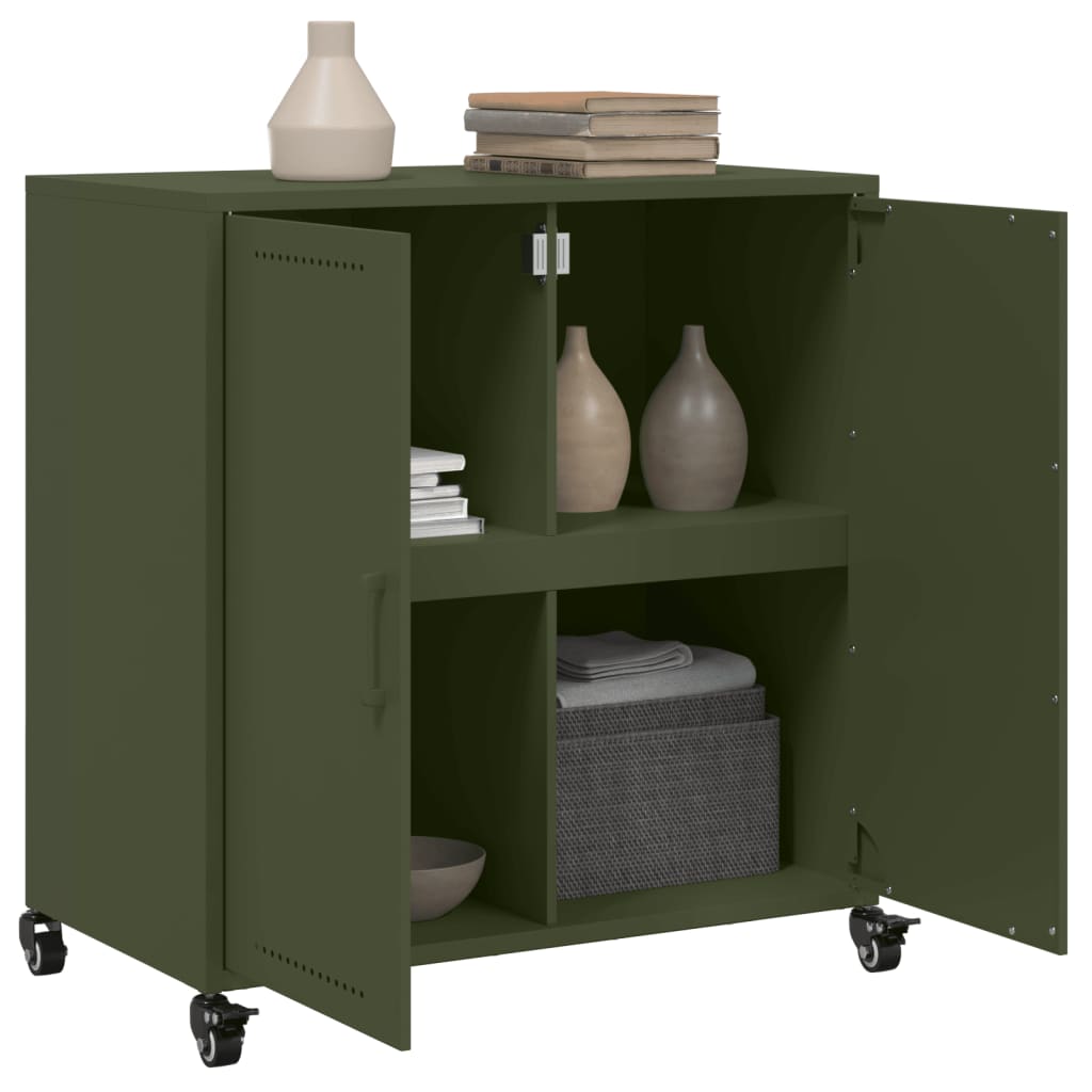 Dressoir 68x39x72 cm staal olijfgroen is nu te koop bij PeponiXL, paradijselijk wonen!