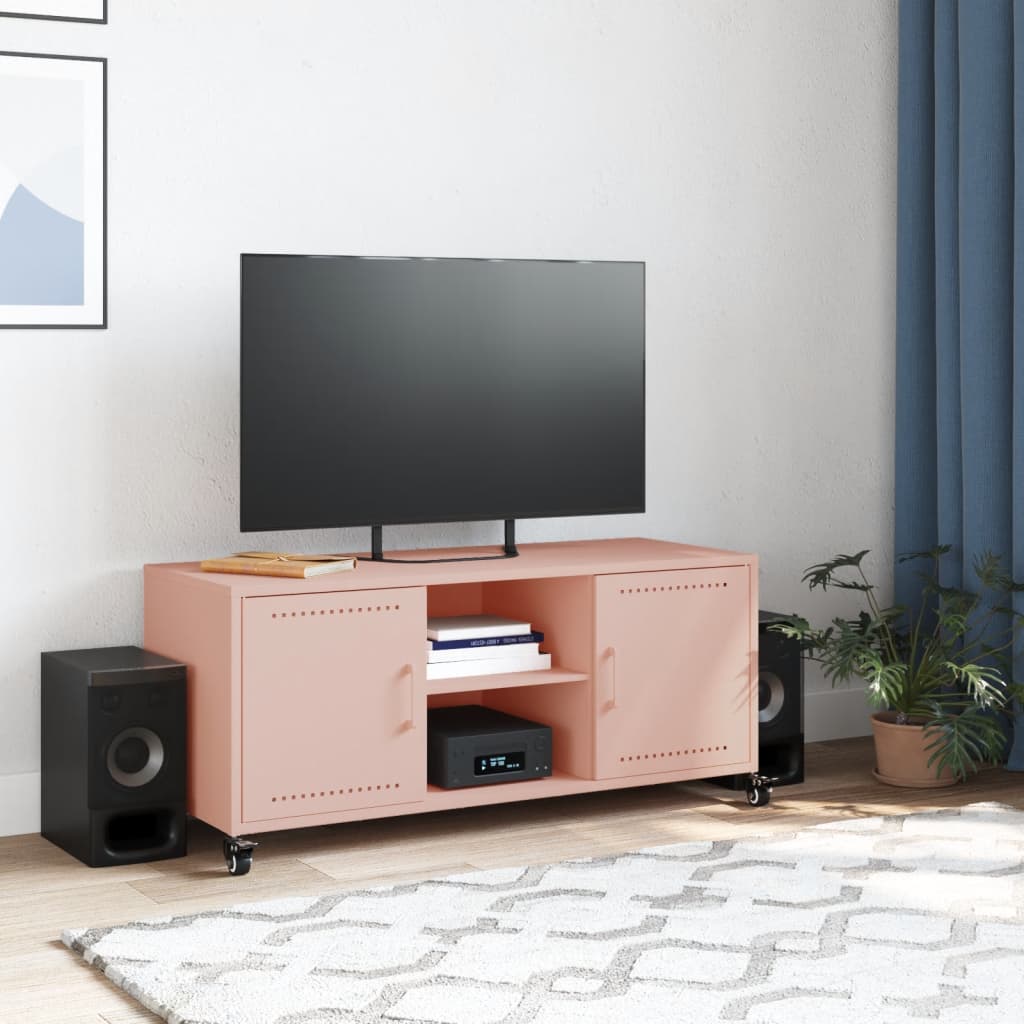 Tv-meubel 100,5x39x43,5 cm staal roze is nu te koop bij PeponiXL, paradijselijk wonen!