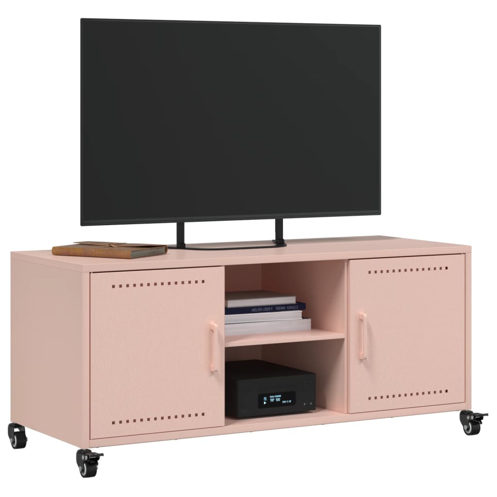 Tv-meubel 100,5x39x43,5 cm staal roze is nu te koop bij PeponiXL, paradijselijk wonen!