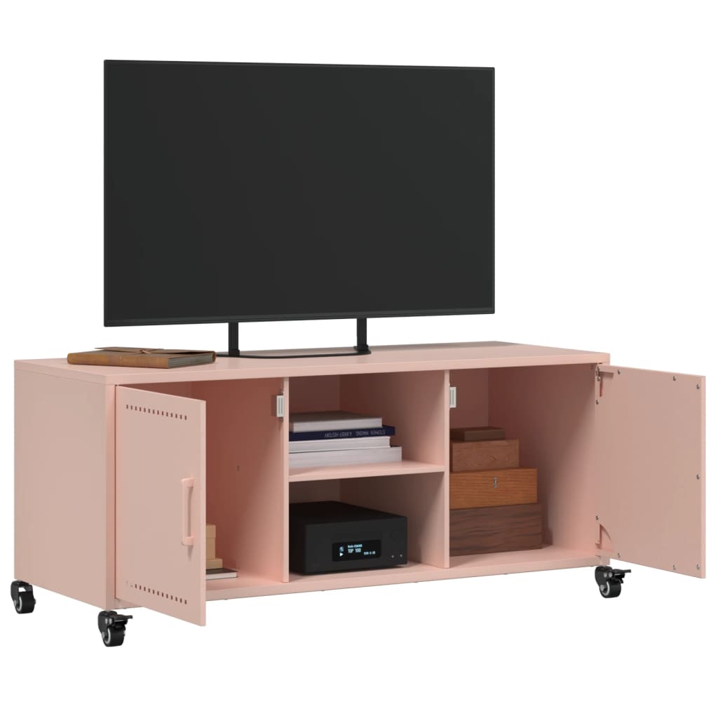 Tv-meubel 100,5x39x43,5 cm staal roze is nu te koop bij PeponiXL, paradijselijk wonen!