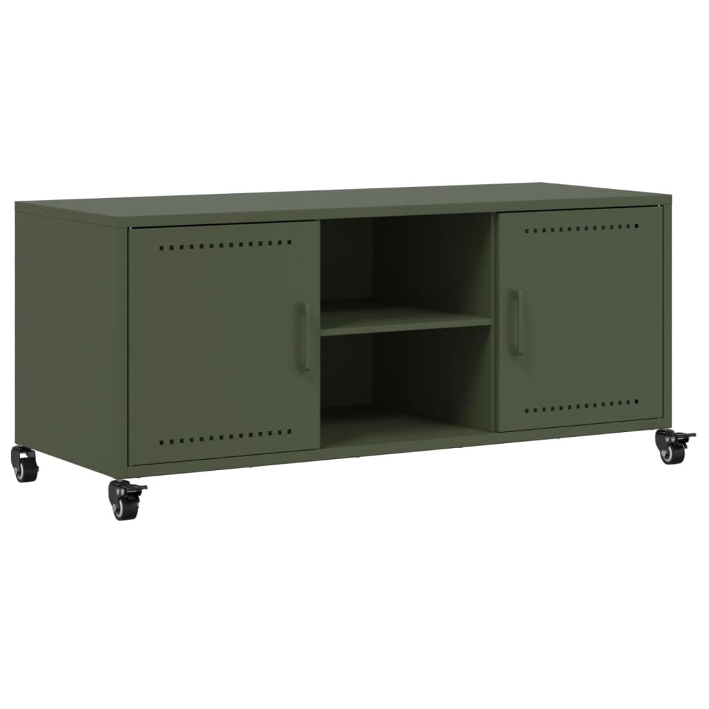 Tv-meubel 100,5x39x43,5 cm staal olijfgroen is nu te koop bij PeponiXL, paradijselijk wonen!