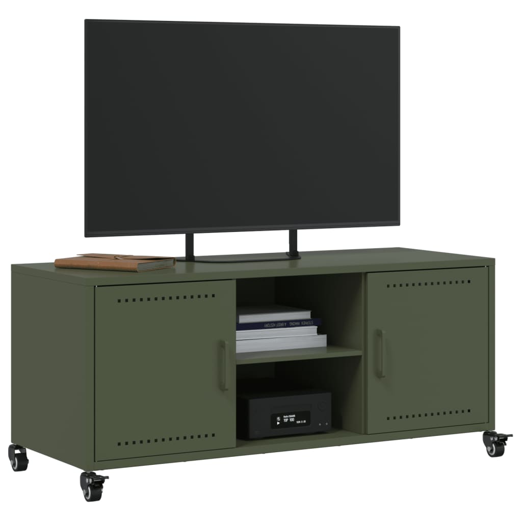 Tv-meubel 100,5x39x43,5 cm staal olijfgroen is nu te koop bij PeponiXL, paradijselijk wonen!