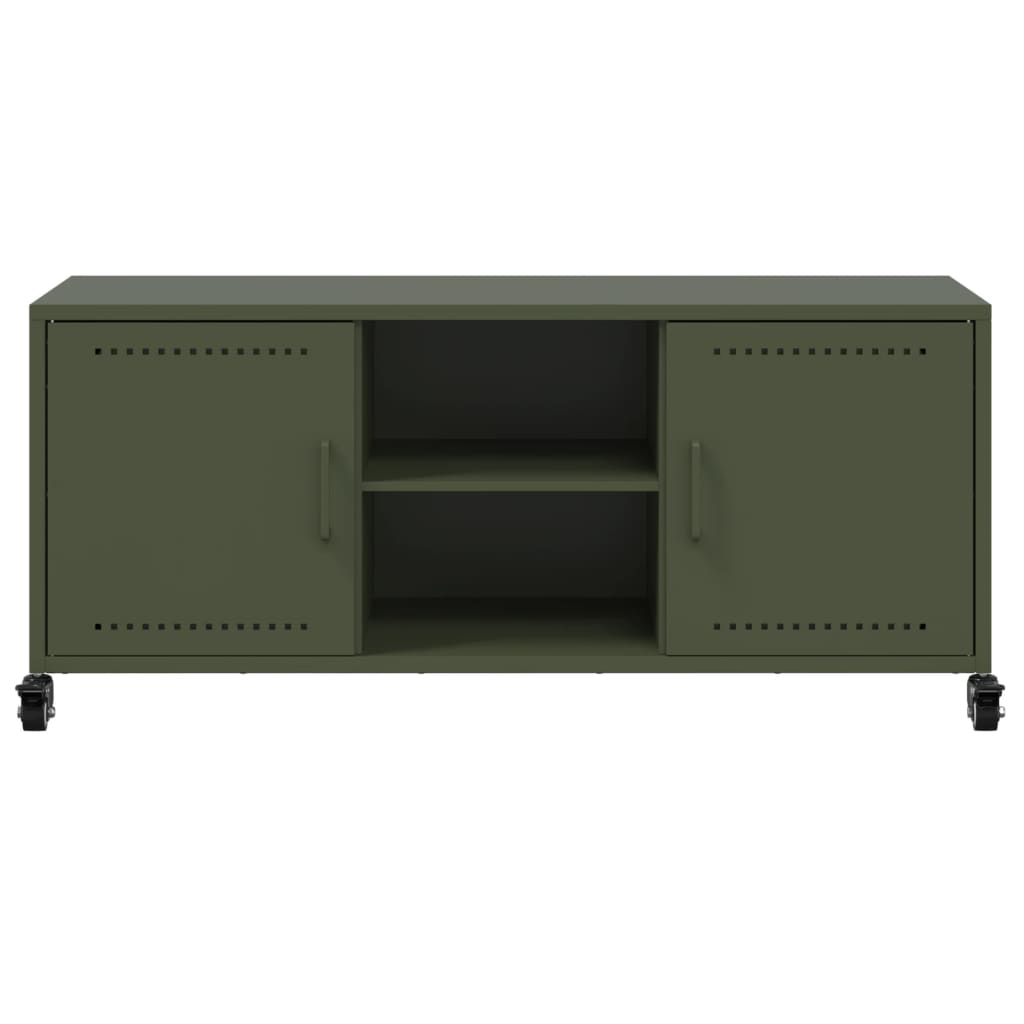 Tv-meubel 100,5x39x43,5 cm staal olijfgroen is nu te koop bij PeponiXL, paradijselijk wonen!