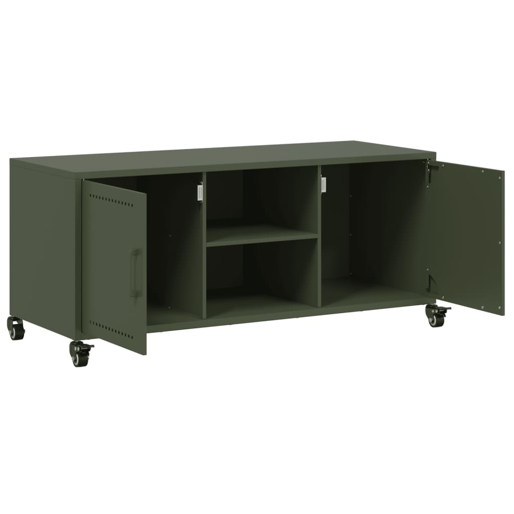 Tv-meubel 100,5x39x43,5 cm staal olijfgroen is nu te koop bij PeponiXL, paradijselijk wonen!