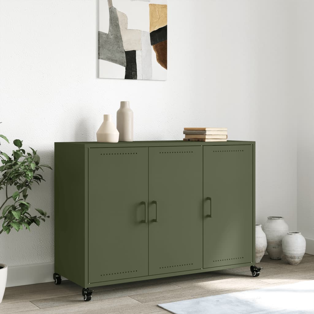 Dressoir 100,5x39x72 cm staal olijfgroen is nu te koop bij PeponiXL, paradijselijk wonen!