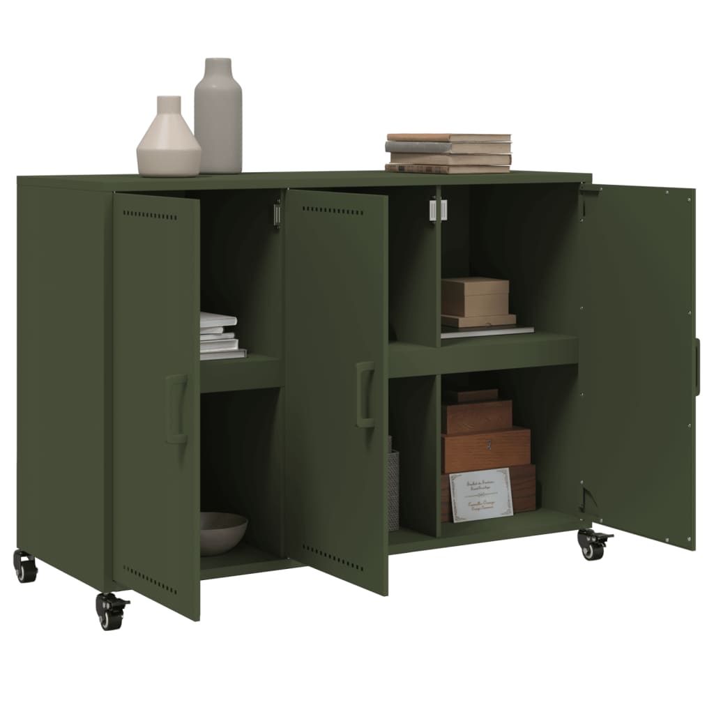 Dressoir 100,5x39x72 cm staal olijfgroen is nu te koop bij PeponiXL, paradijselijk wonen!