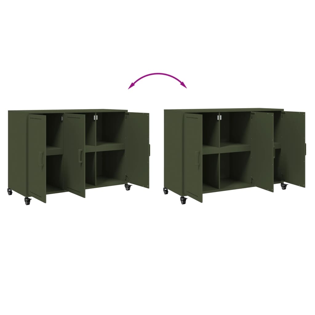 Dressoir 100,5x39x72 cm staal olijfgroen is nu te koop bij PeponiXL, paradijselijk wonen!