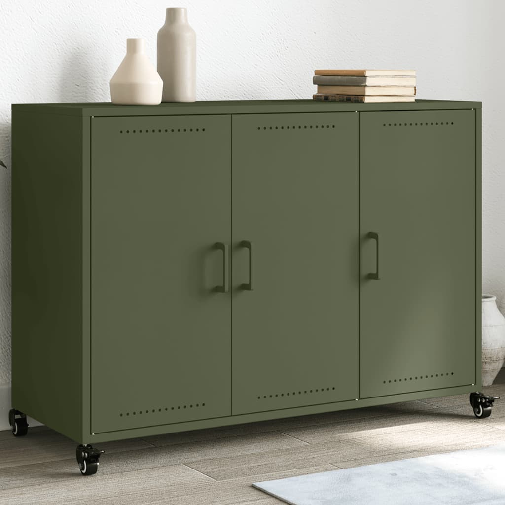 Dressoir 100,5x39x72 cm staal olijfgroen is nu te koop bij PeponiXL, paradijselijk wonen!