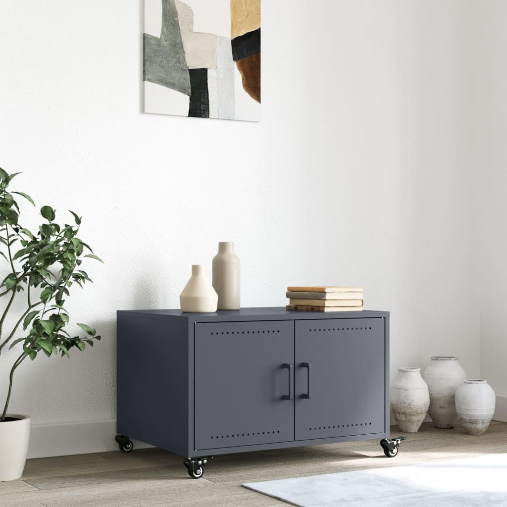 Salontafel 68x50x43,5 cm staal antracietkleurig is nu te koop bij PeponiXL, paradijselijk wonen!