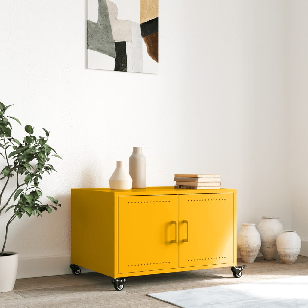 Salontafel 68x50x43,5 cm staal mosterdgeel is nu te koop bij PeponiXL, paradijselijk wonen!