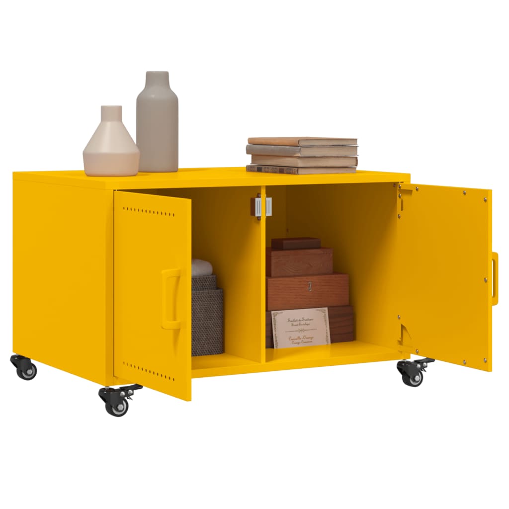 Salontafel 68x50x43,5 cm staal mosterdgeel is nu te koop bij PeponiXL, paradijselijk wonen!