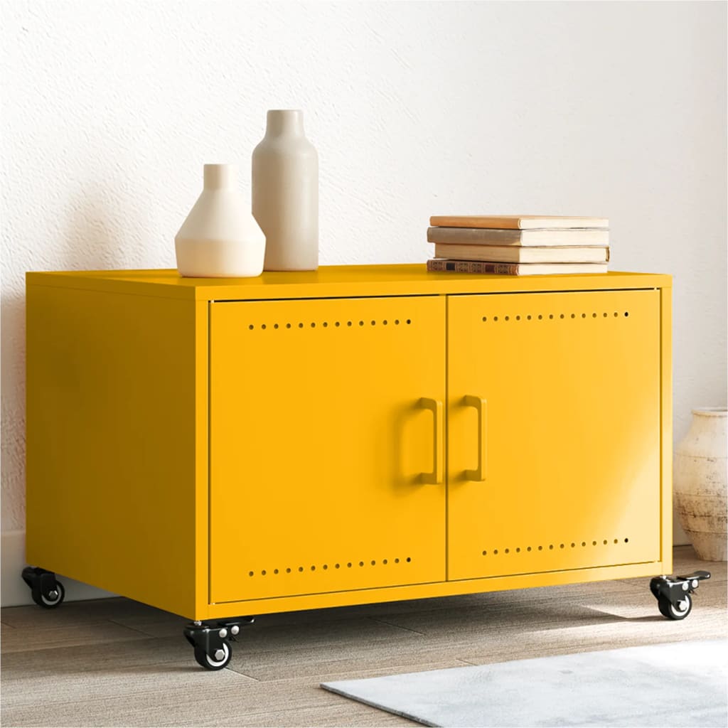 Salontafel 68x50x43,5 cm staal mosterdgeel is nu te koop bij PeponiXL, paradijselijk wonen!