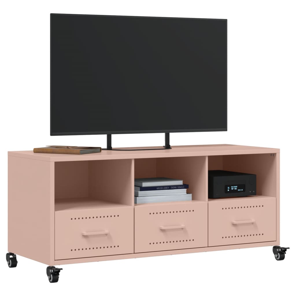 Tv-meubel 100,5x39x43,5 cm staal roze is nu te koop bij PeponiXL, paradijselijk wonen!