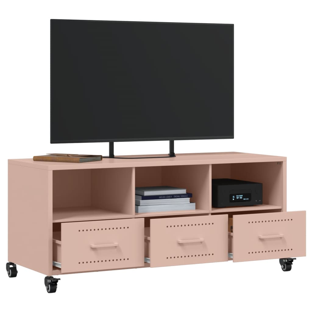 Tv-meubel 100,5x39x43,5 cm staal roze is nu te koop bij PeponiXL, paradijselijk wonen!