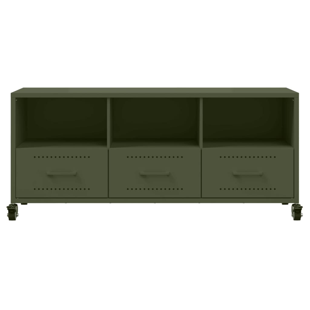 Tv-meubel 100,5x39x43,5 cm staal olijfgroen is nu te koop bij PeponiXL, paradijselijk wonen!