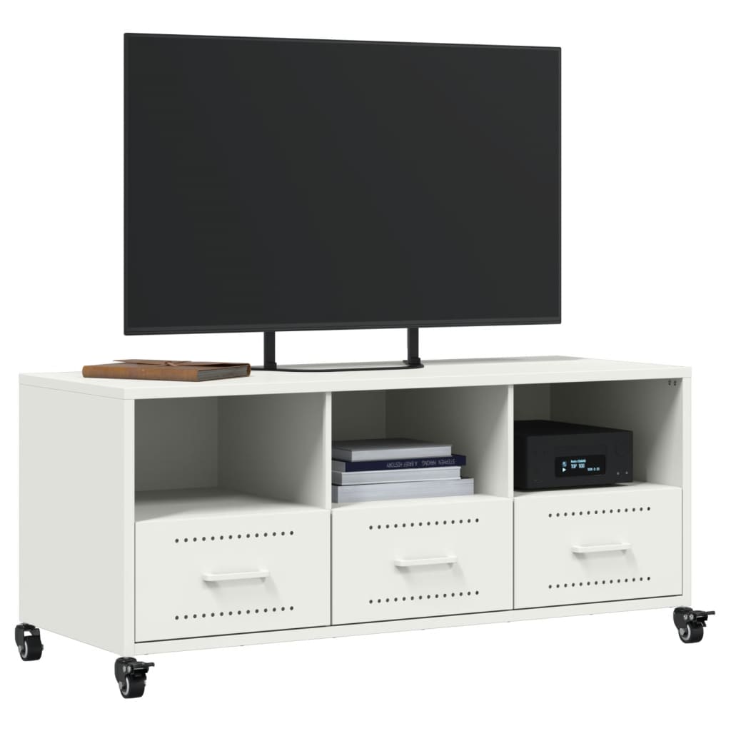 Tv-meubel 100,5x39x43,5 cm staal wit is nu te koop bij PeponiXL, paradijselijk wonen!