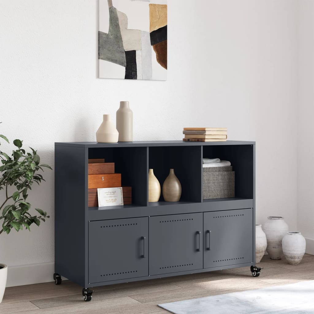 Dressoir 100,5x39x72 cm staal antracietkleurig is nu te koop bij PeponiXL, paradijselijk wonen!