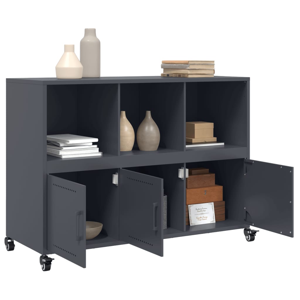 Dressoir 100,5x39x72 cm staal antracietkleurig is nu te koop bij PeponiXL, paradijselijk wonen!