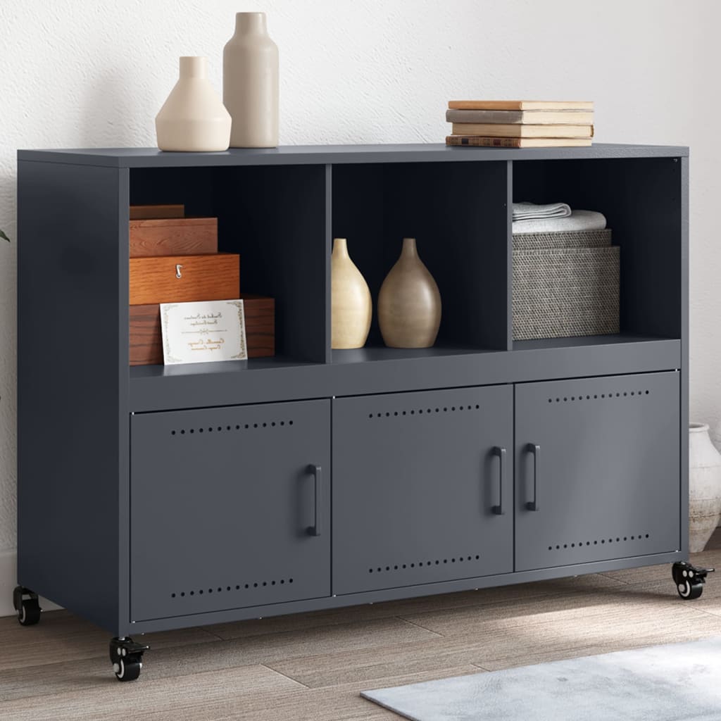 Dressoir 100,5x39x72 cm staal antracietkleurig is nu te koop bij PeponiXL, paradijselijk wonen!