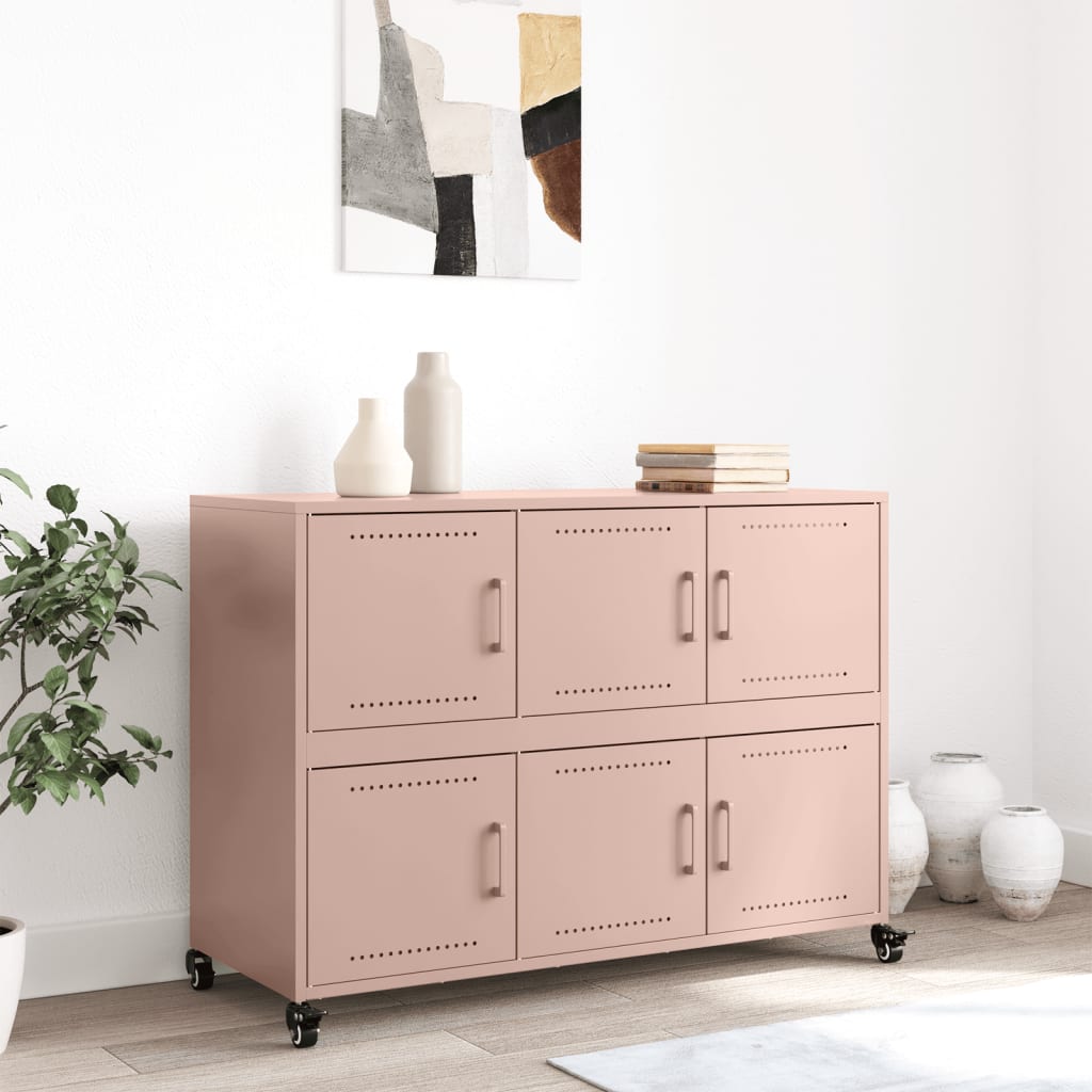 Dressoir 100,5x39x72 cm staal roze is nu te koop bij PeponiXL, paradijselijk wonen!