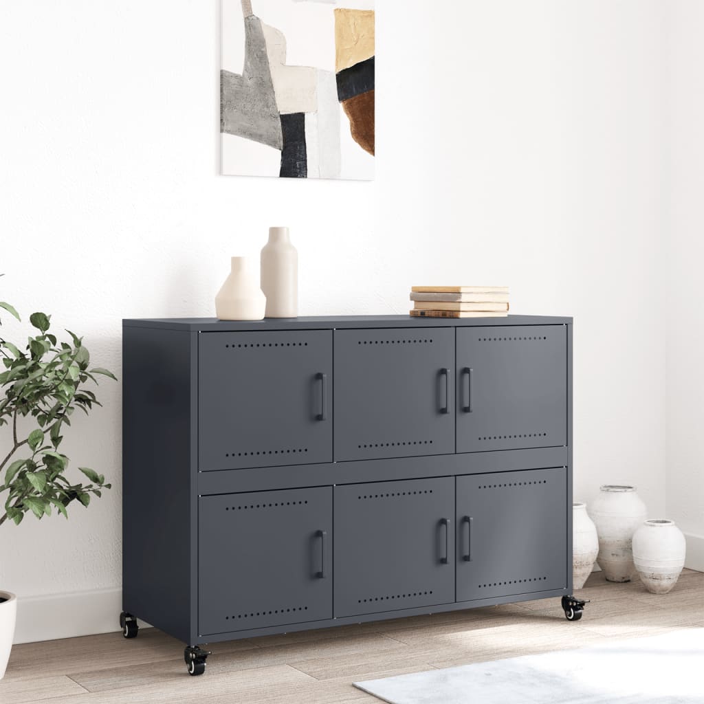 Dressoir 100,5x39x72 cm staal antracietkleurig is nu te koop bij PeponiXL, paradijselijk wonen!