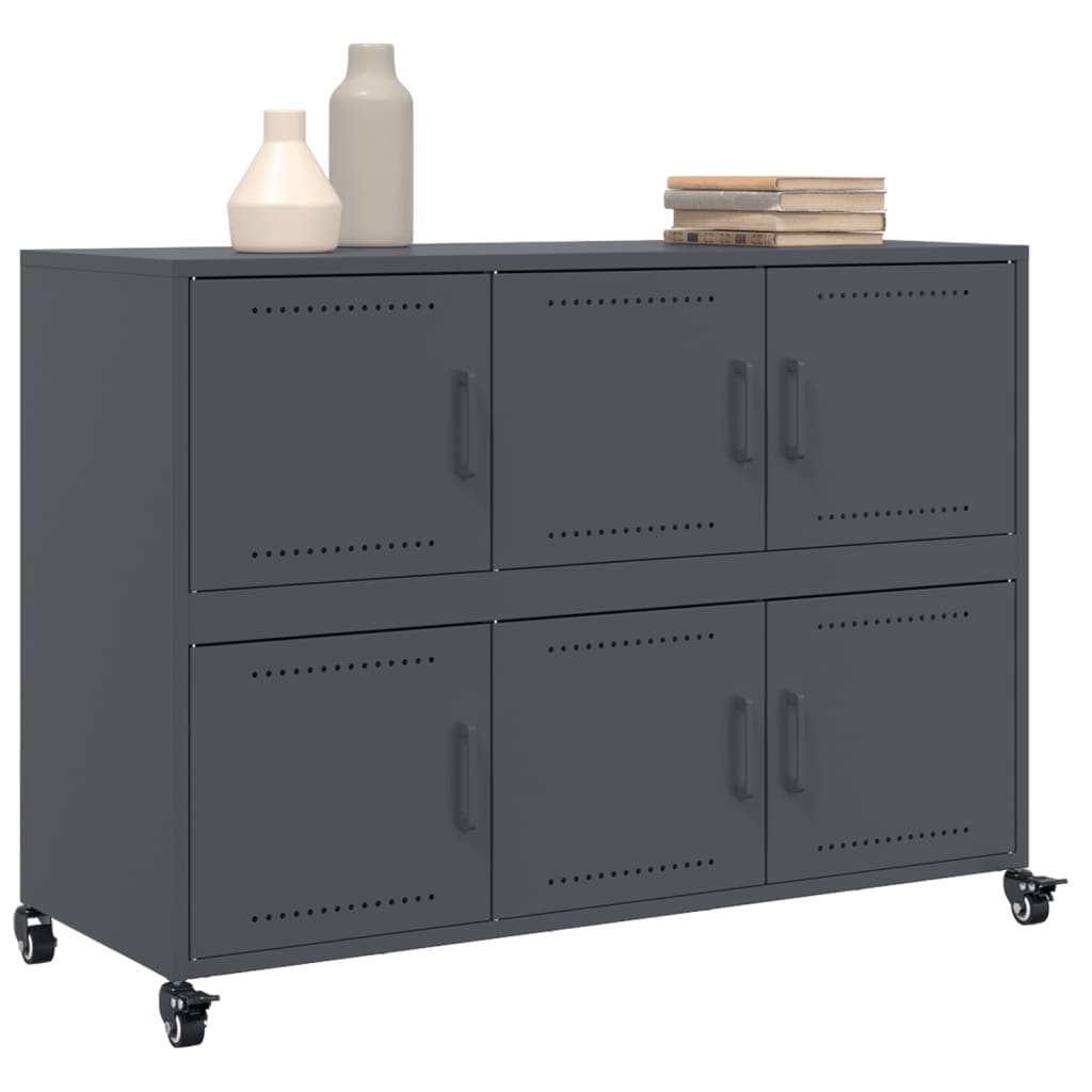Dressoir 100,5x39x72 cm staal antracietkleurig is nu te koop bij PeponiXL, paradijselijk wonen!