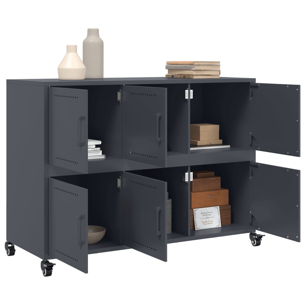 Dressoir 100,5x39x72 cm staal antracietkleurig is nu te koop bij PeponiXL, paradijselijk wonen!