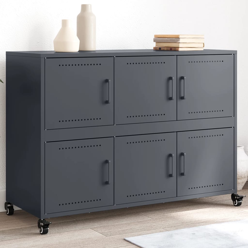 Dressoir 100,5x39x72 cm staal antracietkleurig is nu te koop bij PeponiXL, paradijselijk wonen!