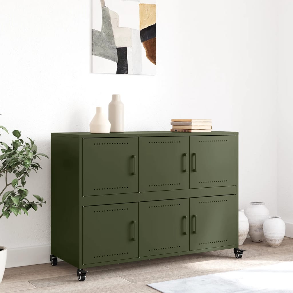 Dressoir 100,5x39x72 cm staal olijfgroen is nu te koop bij PeponiXL, paradijselijk wonen!