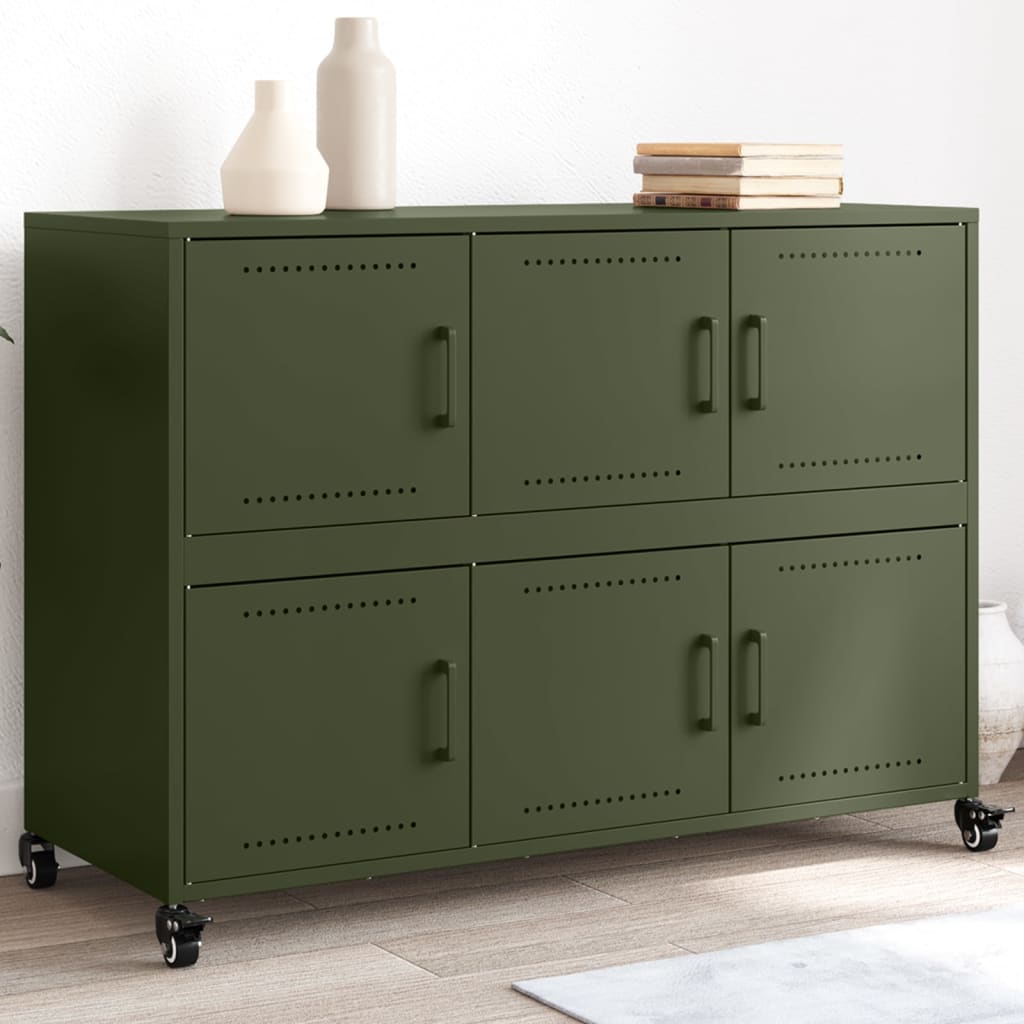 Dressoir 100,5x39x72 cm staal olijfgroen is nu te koop bij PeponiXL, paradijselijk wonen!