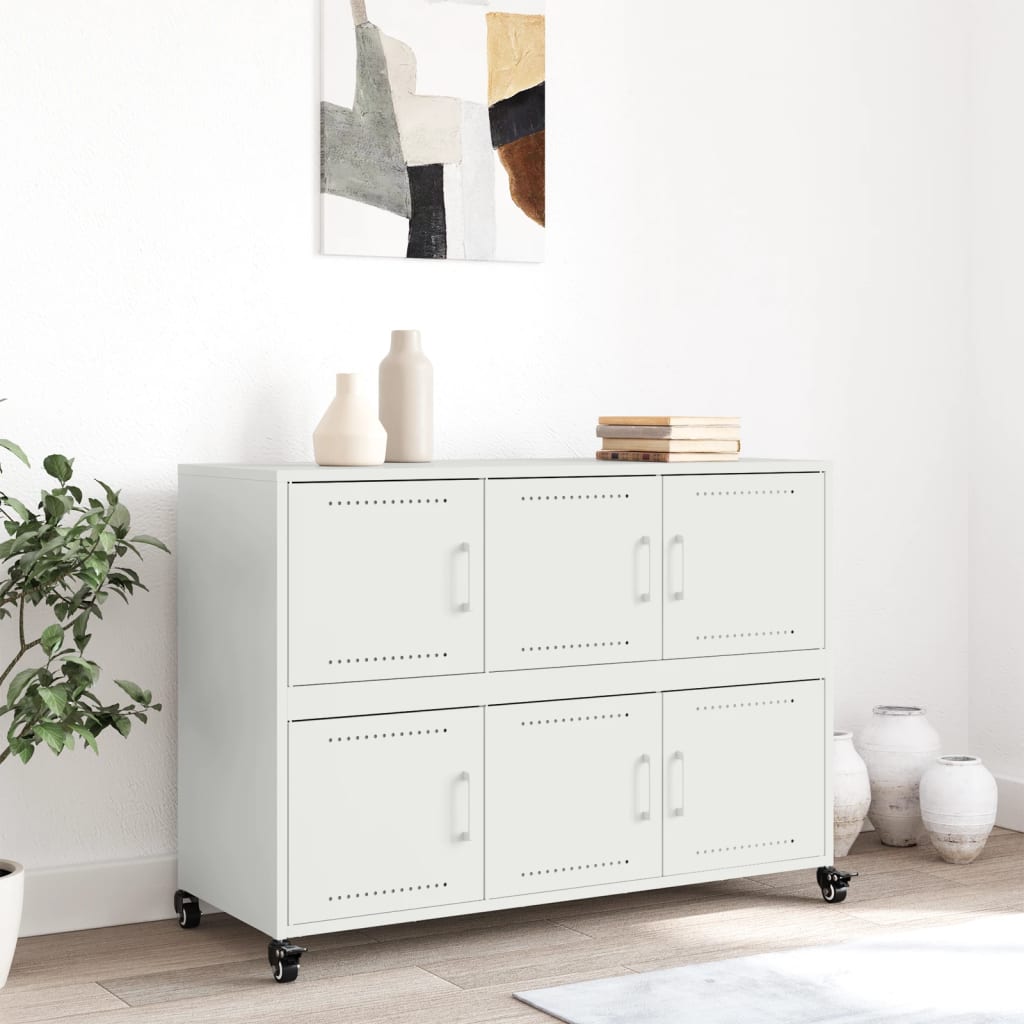 Dressoir 100,5x39x72 cm staal wit is nu te koop bij PeponiXL, paradijselijk wonen!