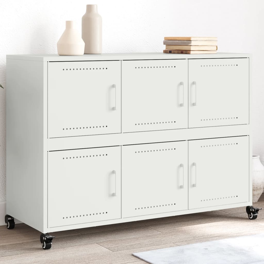 Dressoir 100,5x39x72 cm staal wit is nu te koop bij PeponiXL, paradijselijk wonen!